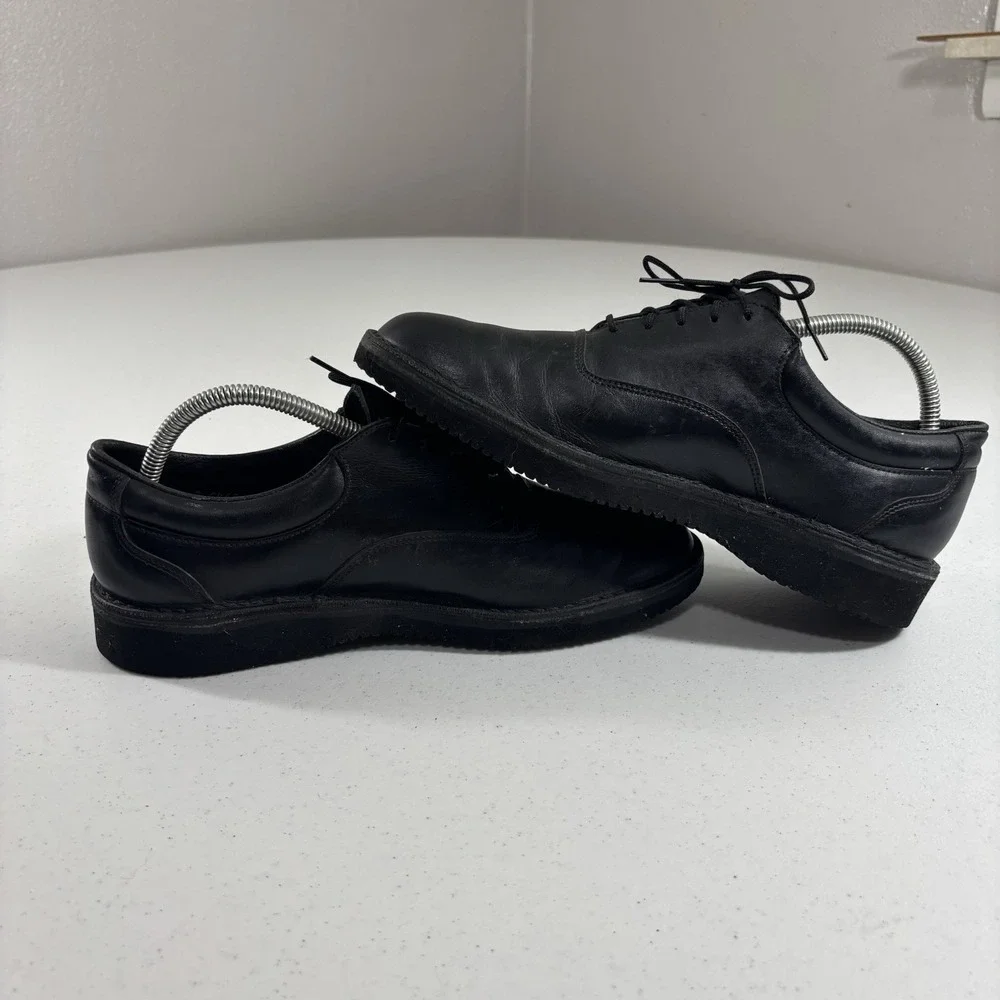 VTG L.L. Bean G2 Men's Black Leather Slip Resistant Work Loafer Shoes Sz 9 D